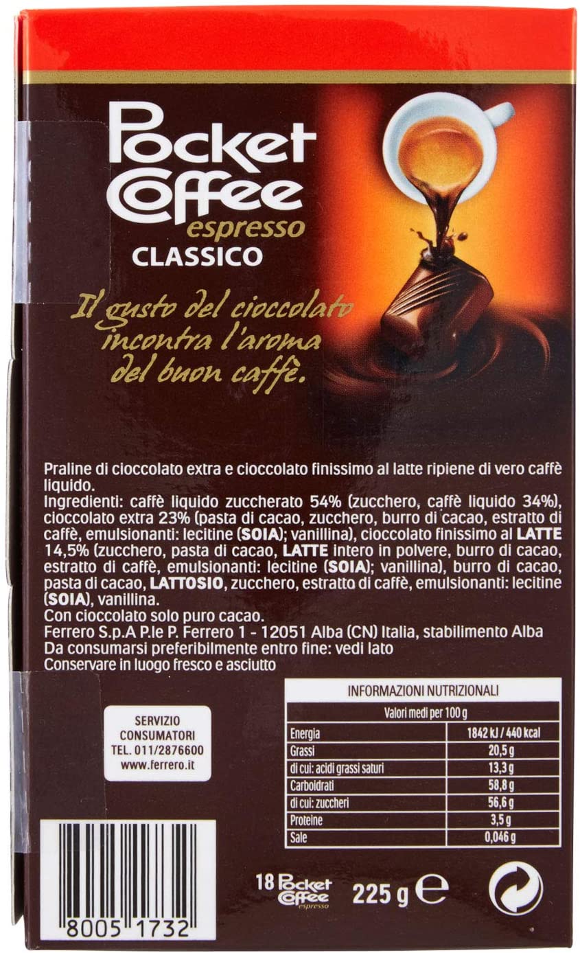 Ferrero: Pocket Coffee Espresso, 18 pcs 225gr (7.93oz) “Imported