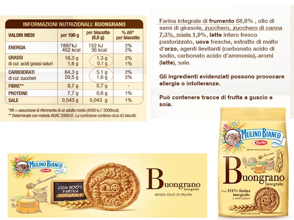 Mulino Bianco Wholemeal Buongrano Cookies 350gr (12.34oz) by Mulino Bianco  Imported from Italy