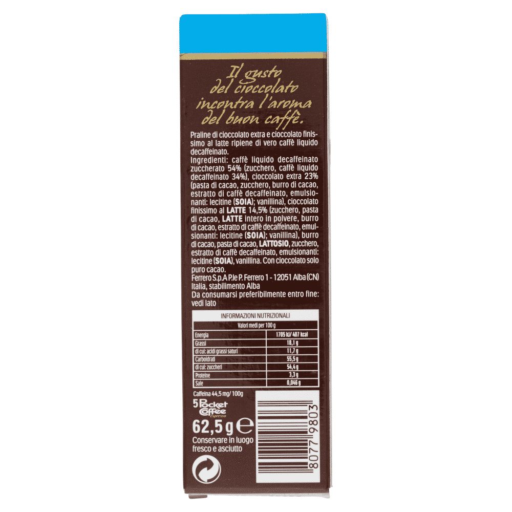 Ferrero: Pocket Coffee Decaffeinato 18 pcs 225gr (7.93oz) Imported from  Italy